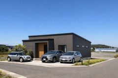 角地に建つ平屋のイメージパース